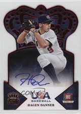 2015 Panini USA Baseball Crown Royale Red Signatures 24/50 Hagen Danner Auto 3d5