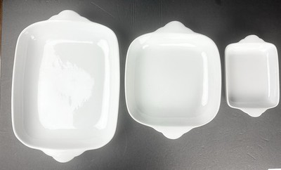 3 Pc Fairwinds 7 , 8 , 10  White Microwave Tab Cookware Dish-2 Sets Available