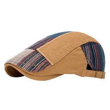 Casquette Newsboy Rétro Pour Hommes Casual À Motif Patchwork Gatsby Chapeau Plat