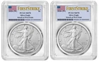 Combo 2x 2026 (W) $1 American Silver Eagle PCGS MS70 First Strike Flag Label LOT