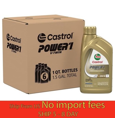 Castrol Power1 V-Twin 20W-50 Full Synthetic Motorcycle Oil 1QT 6Pk...(a19.5)