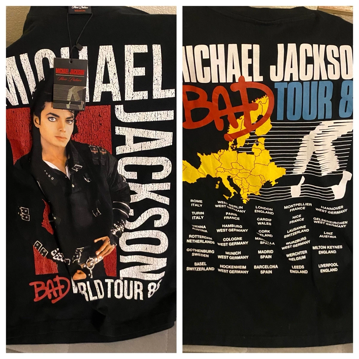 Rare Michael Jackson Bad Tour '88 Black Shirt Licensed Replica NWT