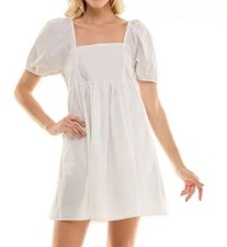 Draper James Large White Cotton Puff Sleeve Smocked Dress Square Neck Baby Doll