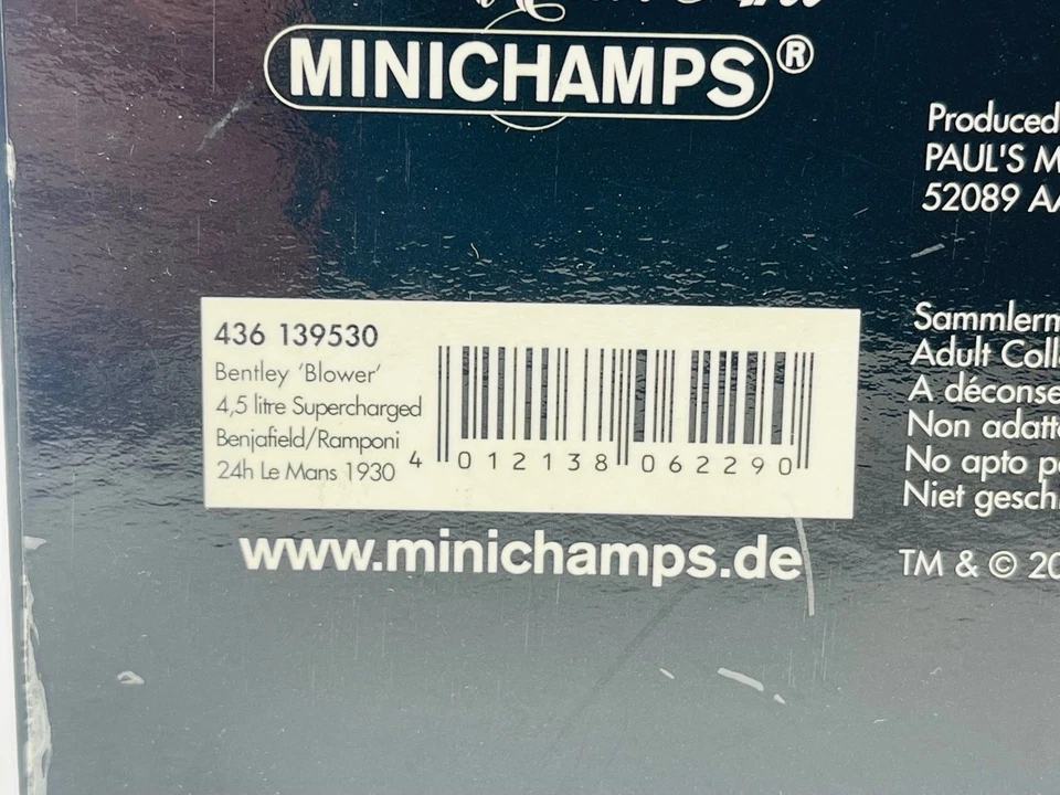 MINICHAMPS 436139530 BENTLEY Blower 4.5L Supercharged n°8 Le Mans 1930 1.43 - Photo 4/4
