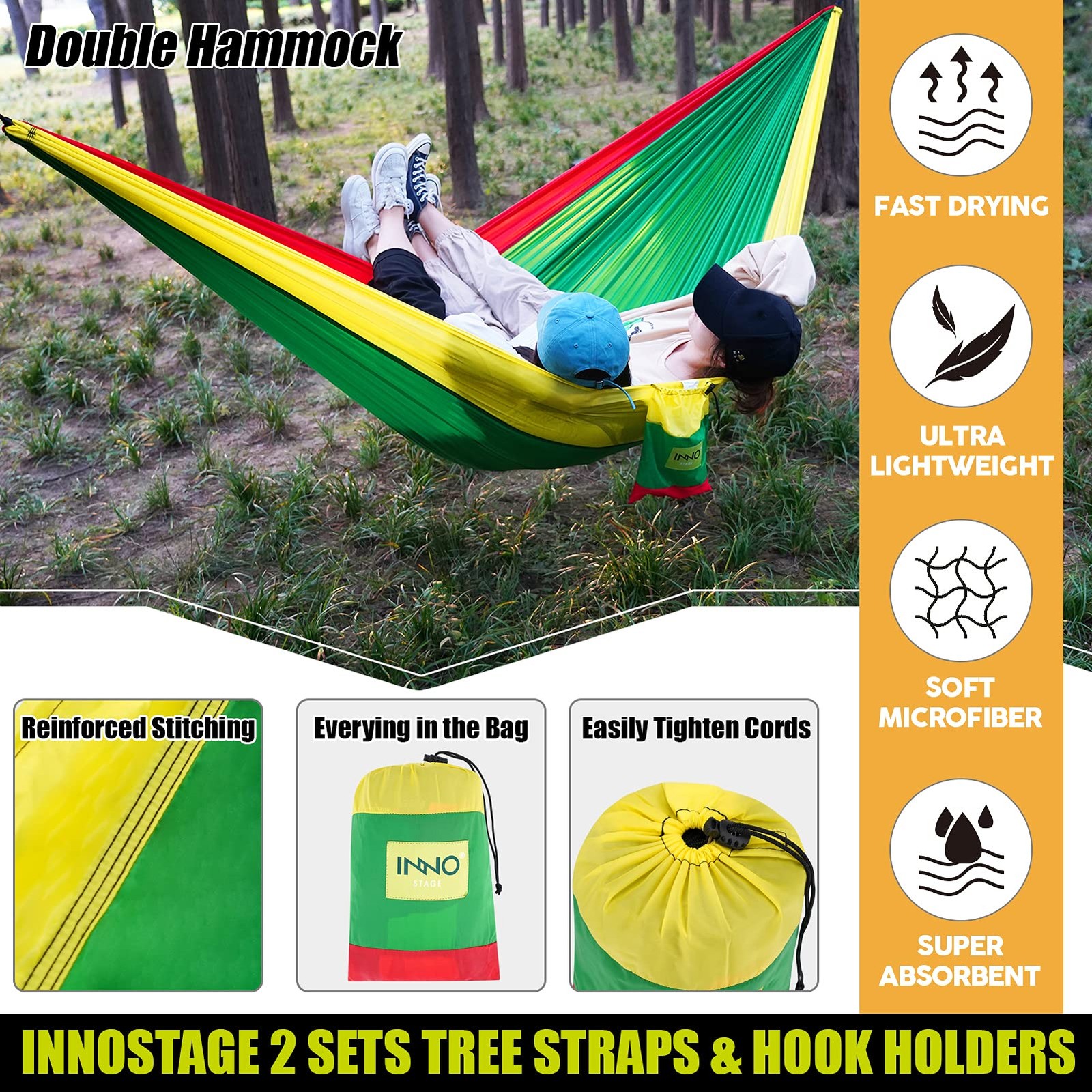 INNO Stage Camping Hammock - Portable Hammocks Double with 2 Tree Straps, Lig...