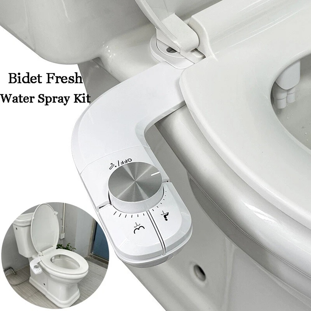 Bidet Fresh Water Spray Kit Non Electric Toilet Seat Attachment Dual Nozzle Cold