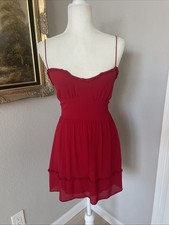 Reformation Marin Dress Sz 6 Mini Red Spaghetti Straps Ruffles Lining Read*