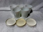 VINTAGE SALTON YOGURT SET OF 5 W/ 3 LIDS MILK GLASS JARS CUPS REPLACEMENT