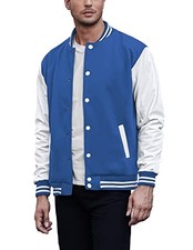 Mens Fashion Varsity Jackets Leather Sleeve Slim Fit College Baseball