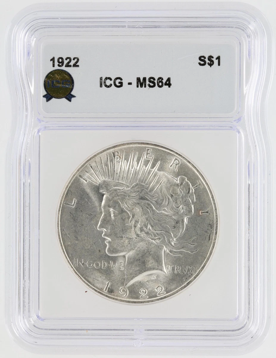Silver MS 64 Graded 1922 Year Peace Dollars (1921-1935) for sale