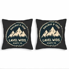 Set of 2 18x18in Throw Pillow Covers -Rugged Mountain Peaks  Pine Forest Design