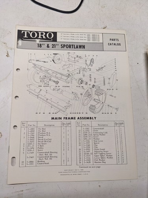 #ad #ad TORO PARTS CATALOG LIST MANUAL BOOK SPORTLAWN 18 21” 10013 10323 MOWER $11.25