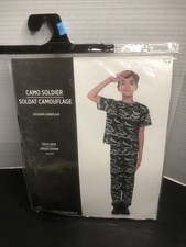 Camo Army Soldier Costume Halloween Military Camouflage Child Large 8-10 New