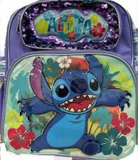 Small Backpack - Disney - Lilo Stitch Purple Sequin 12" School Bag NEW