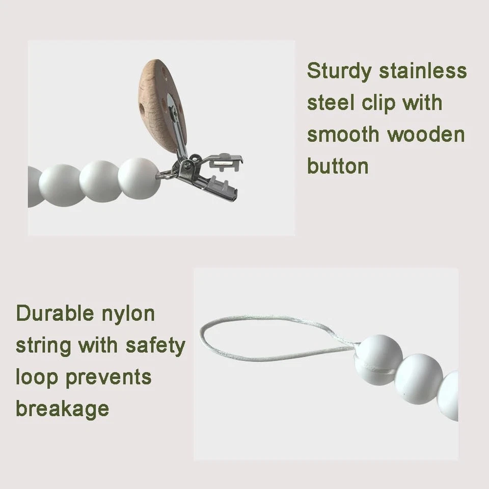 Paquete de 2 soportes de clip de chupete de silicona para bebé se adapta a la mayoría de los chupetes sin BPA NEGRO Foto 2 de 4