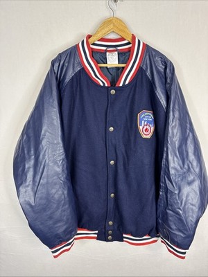 FDNY Varsity Jacket Men s 3XL XXXL Wool Body Faux Leather Sleeves NYC Fire Dept