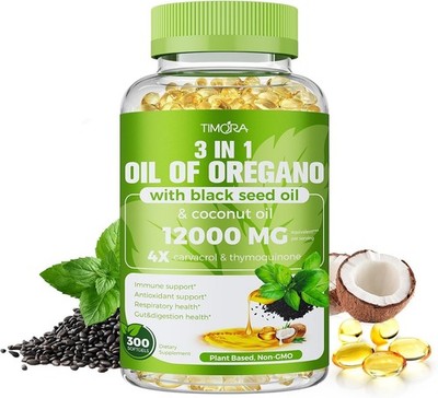 TIMORA 401 Oil of Oregano Softgels with Black Seed  Coconut Oil, 300 Count | ...