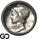 1917-D Mercury Dime, Full Split Bands, *Key Date* Solid Gem BU++ FSB