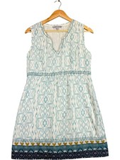 Climb High Women's Dress 12 Blue Geometric Sleeveless Shift Cotton - 1104