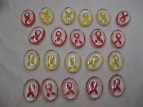 21 cancer awareness ribbon beads acrylic plastic lot