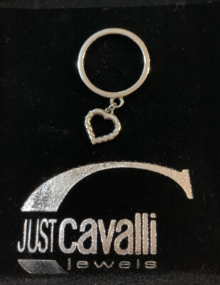JUST CAVALLI Lucky Collection Heart Ring Silver Base Metal Sz 4 15 mm NIB