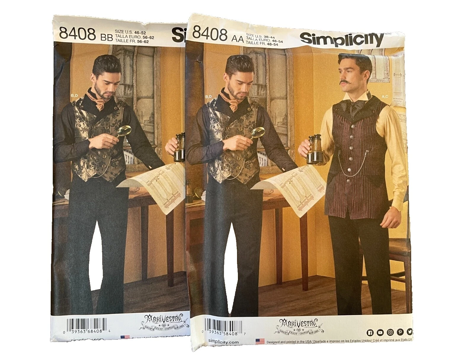 Patrones de costura Simplicity hombres sin cortar