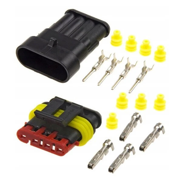 MARKENLOS Superseal Wasserdichter Stecker Set 4-Polig Elektrik Steckverbinder KFZ AMP Auto