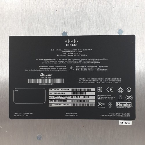 Cisco TelePresence SX80 Codec Point-to-Point FullHD NetworkSwitch TTC6-12 E5764B - Picture 11 of 14