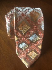 Steven Land The Big Knot Multicolor Square  Floral Pattern Men's Tie.