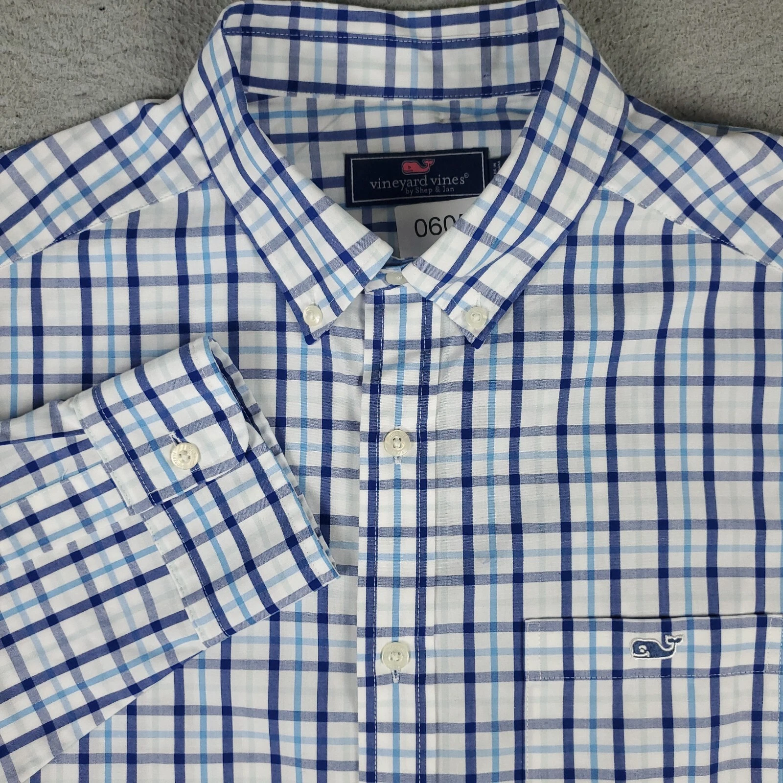 Vineyard Vines Shirt Mens Medium Blue Plaid Casual Button Up Long Sleeve