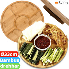 Servierplatte Holz Servierbrett Bambus Drehteller Brett Drehbrett Teller Käse