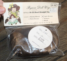 Packaged Vtg Doll Wig BYRON DOLL WIGS B-32 Size 10 LIGHT BROWN