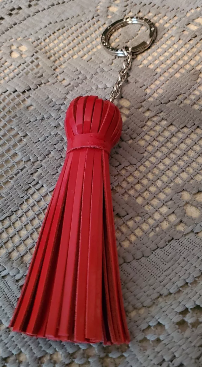 NEW BAEKGAARD / VERA BRADLEY RED LEATHER TASSEL KEY CHAIN / KEY