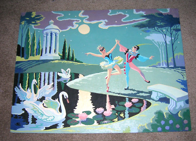 Vintage MCM Paint by Number Dance Nocturne Harlequin Ballet 18 x 24 - Unframed