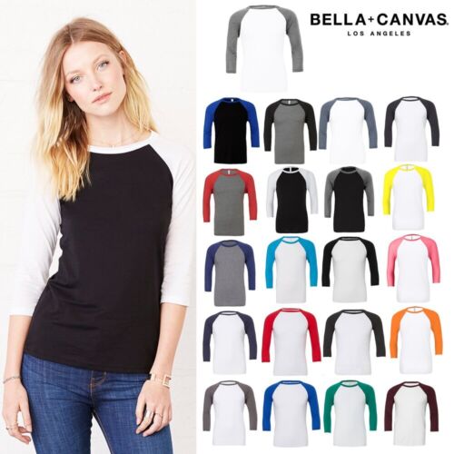 Bella + Canvas Unisex Triblend Baseball T-Shirt 3200- 3/4 Sleeves Sportswear Top - Picture 1 of 59