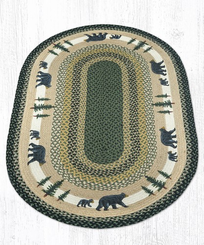 Braided Jute Painted Stenciled Oval Area Rug. CRANBERRIES. Earth Rugs. 6 Sizes - Picture 7 of 13