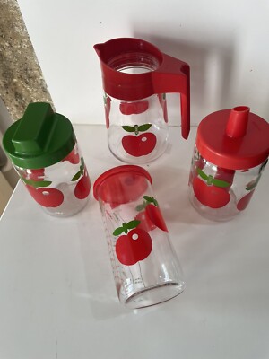 Pot Verseur En Verre Vintage HENKEL - Décor Pommes - Made In France - Occasion