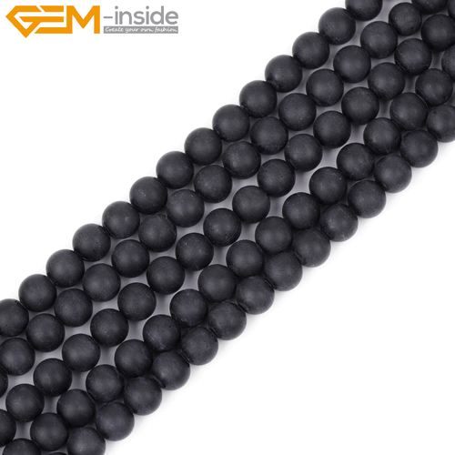 Natural Gemstone Frost Matte Black Tourmaline Loose Beads For Jewelry Making 15" - Picture 9 of 43