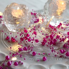 LED Lichterkette Perlen 20 LED Deko Feier Perlenkette Perlengirlande Timer pink