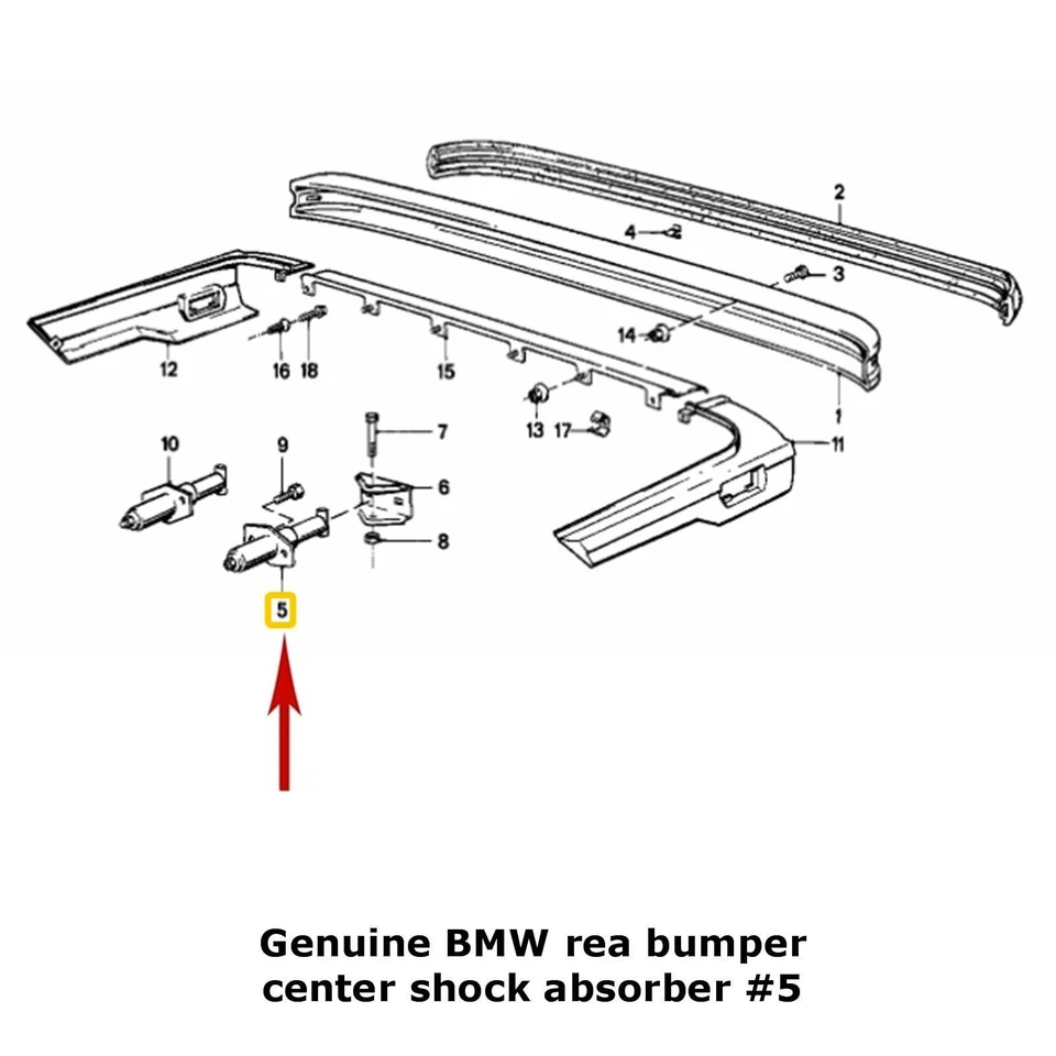 Новый оригинальный центральный поглотитель энергии заднего бампера 1982-89 BMW 524td 528e 533i 535i M5 - Изображение 4 из 4