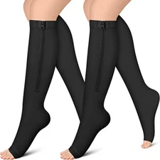 Copper Zipper Compression Socks Support Graduated Stockings Mens Women 20-30mmHg