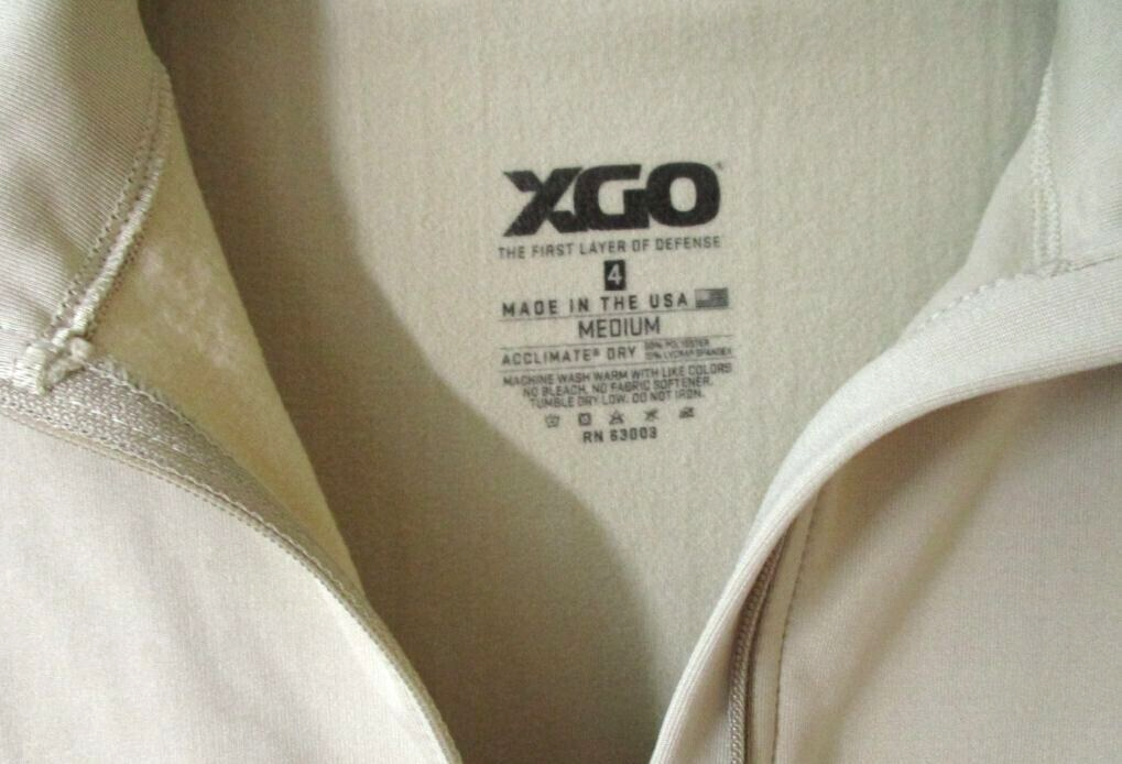 XGO Sz M BEIGE Acclimate Dry Phase 4 Long Sleeve 1/4 Zip MILITARY