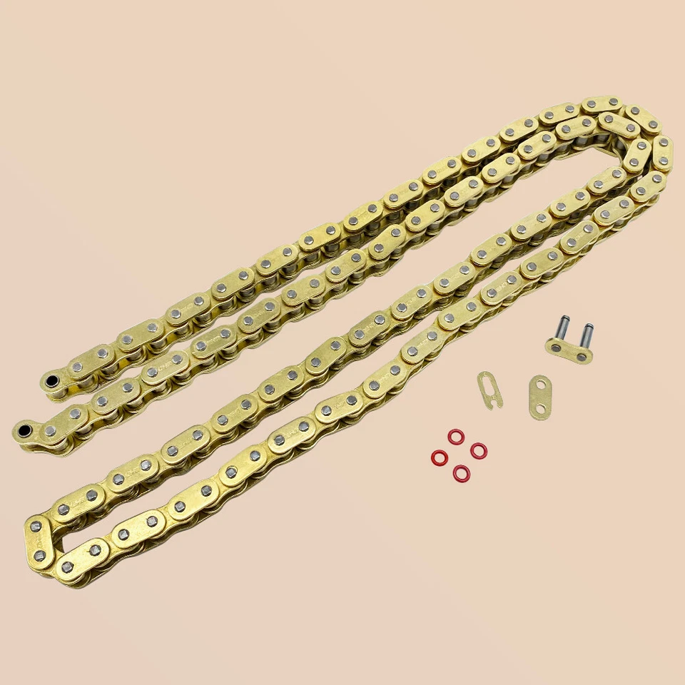 Cadena de transmisión 428 122 eslabones junta tórica estándar con eslabón maestro de conexión nuevo Foto 4 de 4