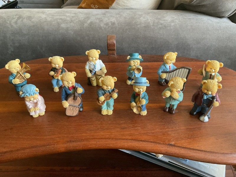Bear Figurines  11 Miniature Orchestra Players and Grandma Bear
