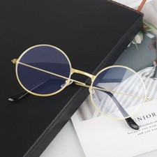 Blue Light Blocking Round Metal Frame Glasses Womens Mens Computer Gaming Gold