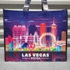 LAS VEGAS Nevada Reusable Grocery Shopping Tote Bag Medium 15x12x8" Daiso Japan