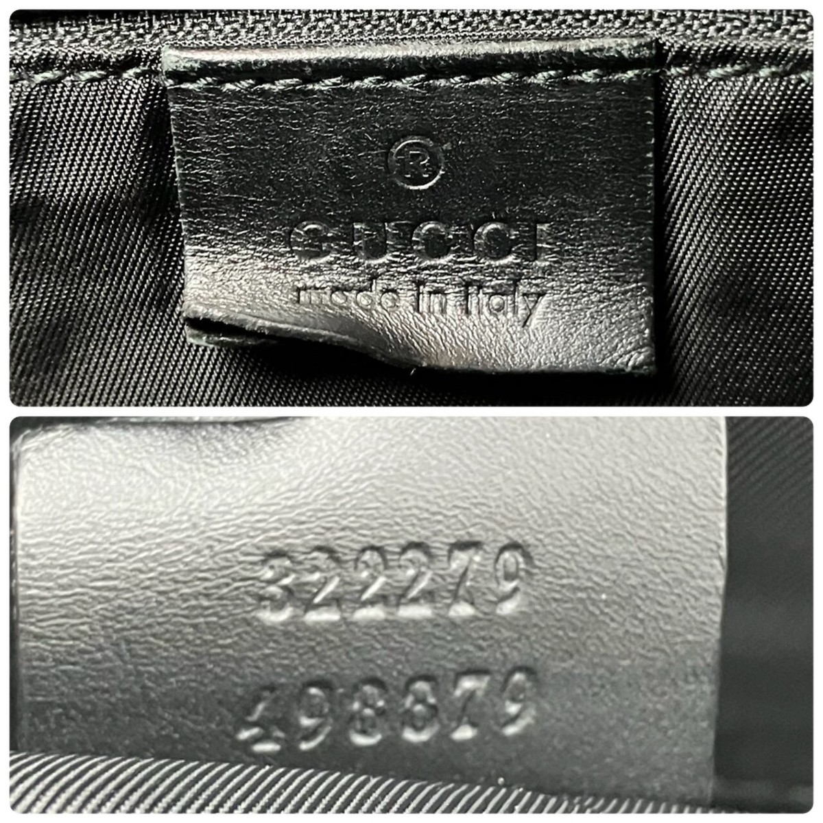 GUCCI GG Supreme Shoulder Bag PVC Leather Black 322279 used auth