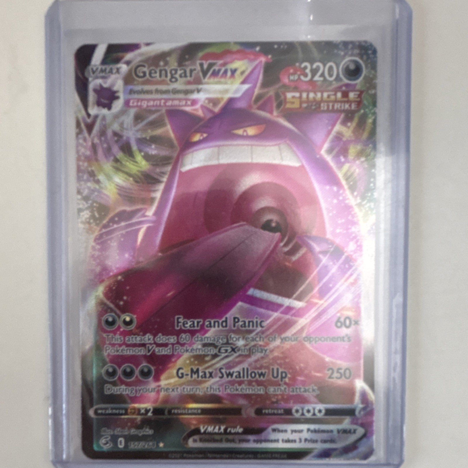 Pokémon Gengar VMAX 157/264 Fusion Strike Ultra Rare Holo Full Art Single Strike