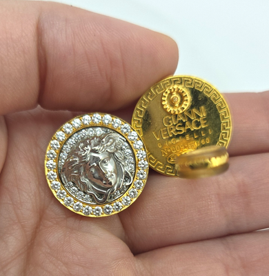 Vintage Gianni Versace 18K Yellow Gold 750 Diamond Medusa Clip-On