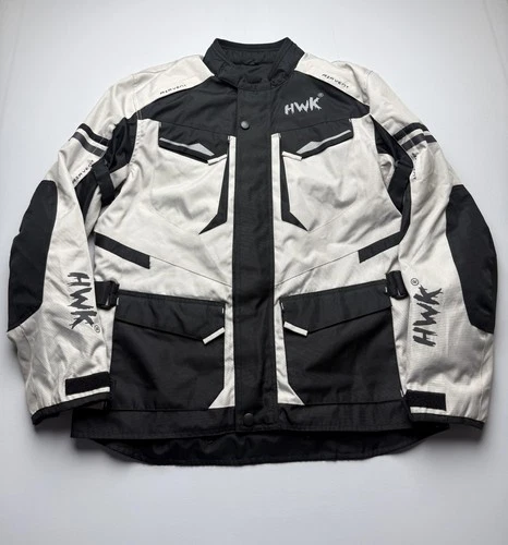 HWK Jacket Mens Large Black Gray Motorcycle Riding Textile Padded Touring - product listing photo